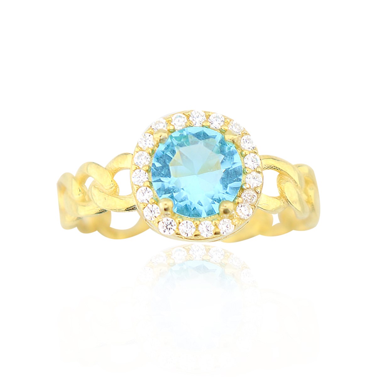 925 Ayar Gümüş Turkuaz Taş Takı Seti Altın Kaplama Zincir Detay