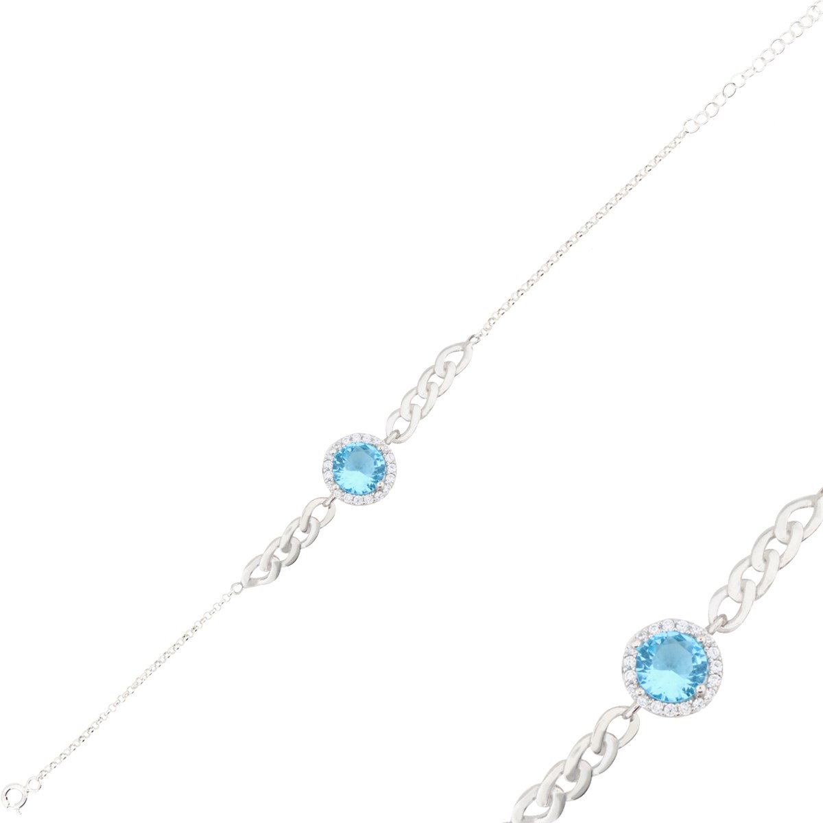 925 Ayar Gümüş Turkuaz Taş Takı Seti Zincir Detay