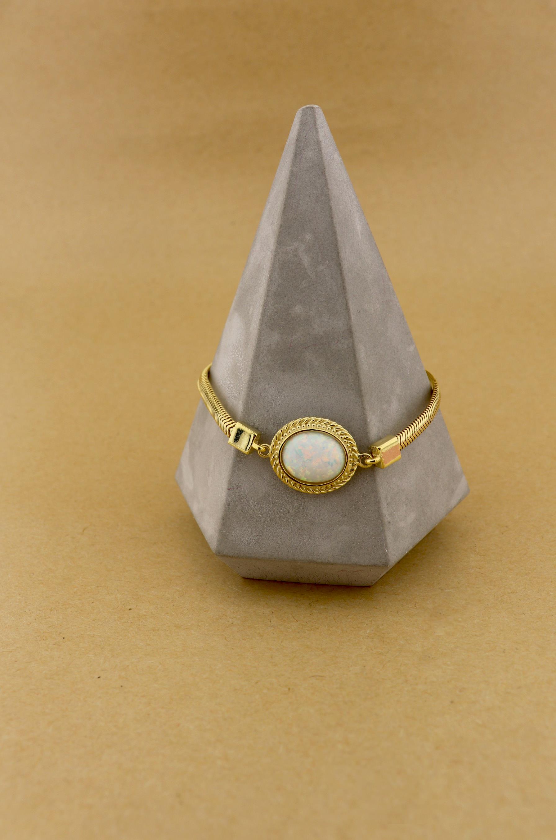 925 Ayar Gümüş Vintage Opal Taşlı Bileklik
