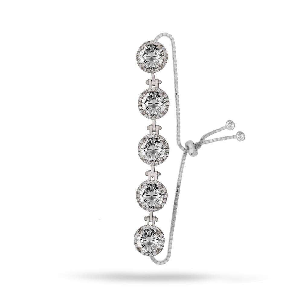 925 Ayar Gümüş Yuvarlak Taşlı  Bileklik