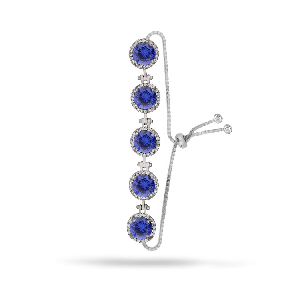 925 Ayar Gümüş Yuvarlak Taşlı  Bileklik