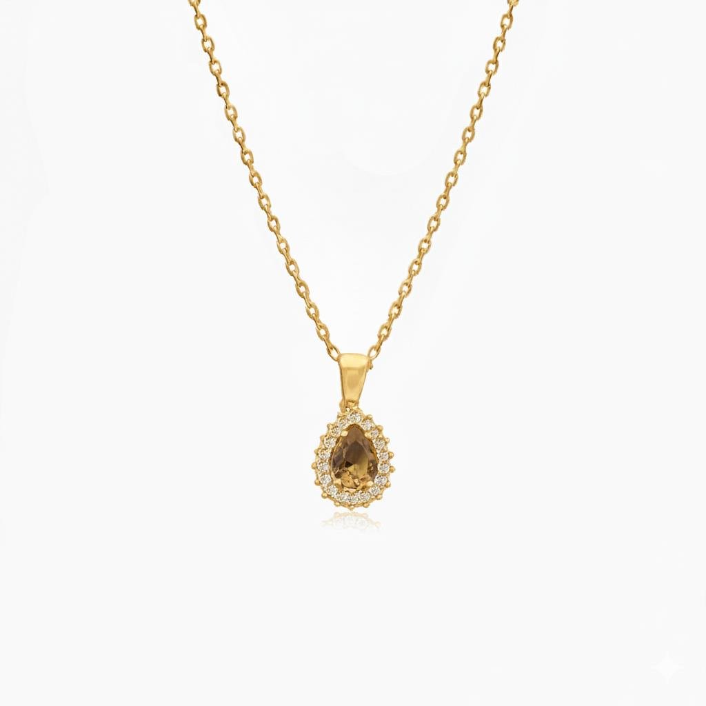 925 Ayar Gümüş Zultanit Damla Anturaj  Kolye