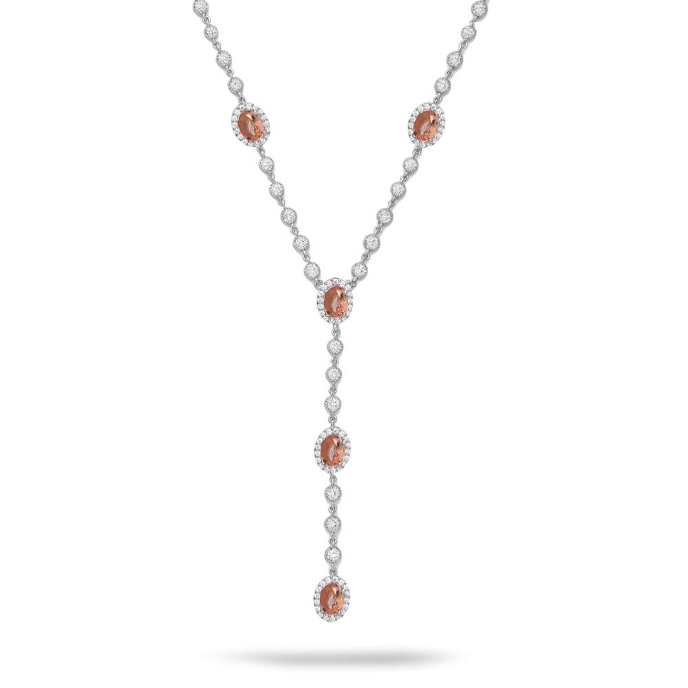 925 Ayar Gümüş Zultanit Oval Taşlı Y Model Su Yolu Detaylı Kolye