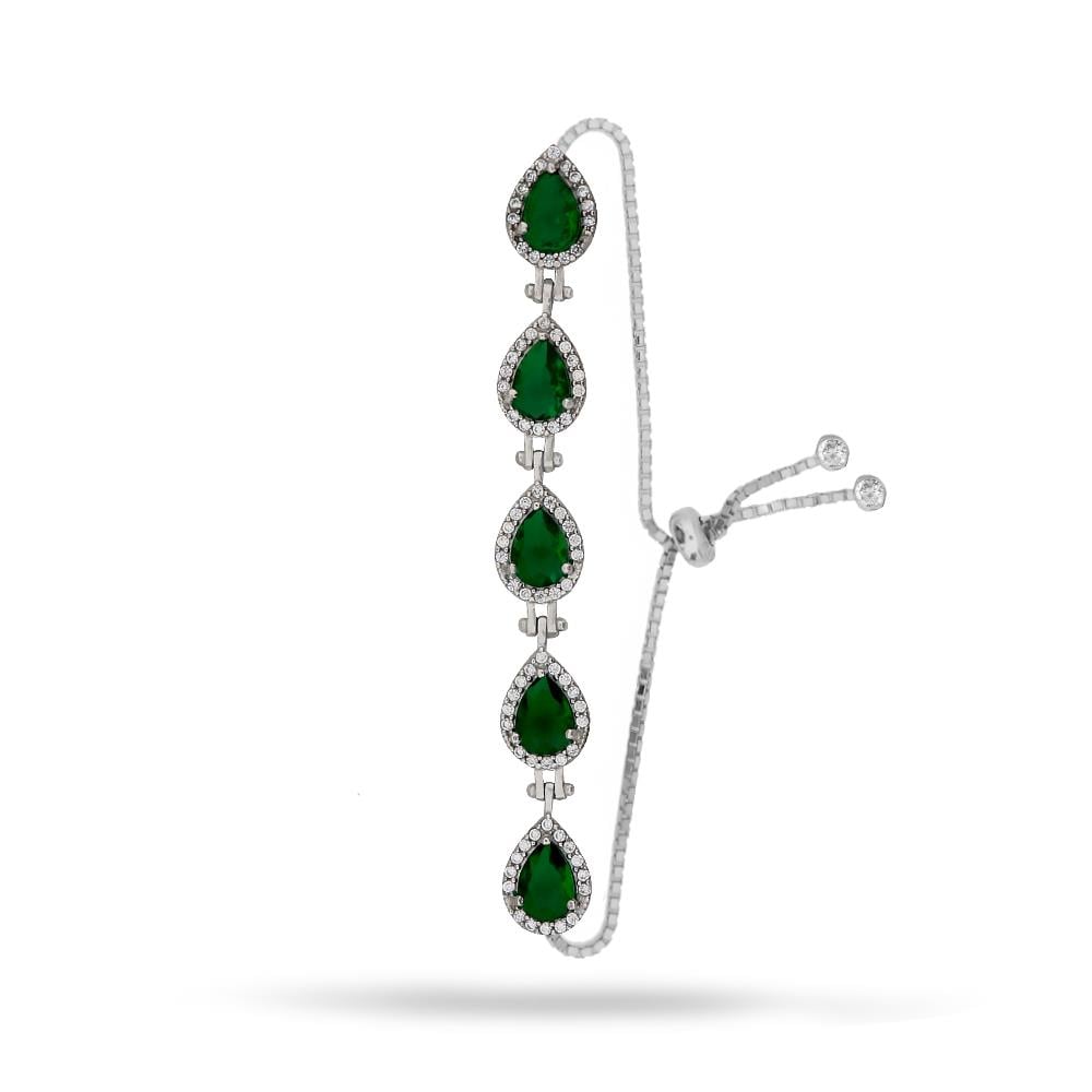 925 Ayar Gümüş Zümrüt Damla Taşlı  Bileklik