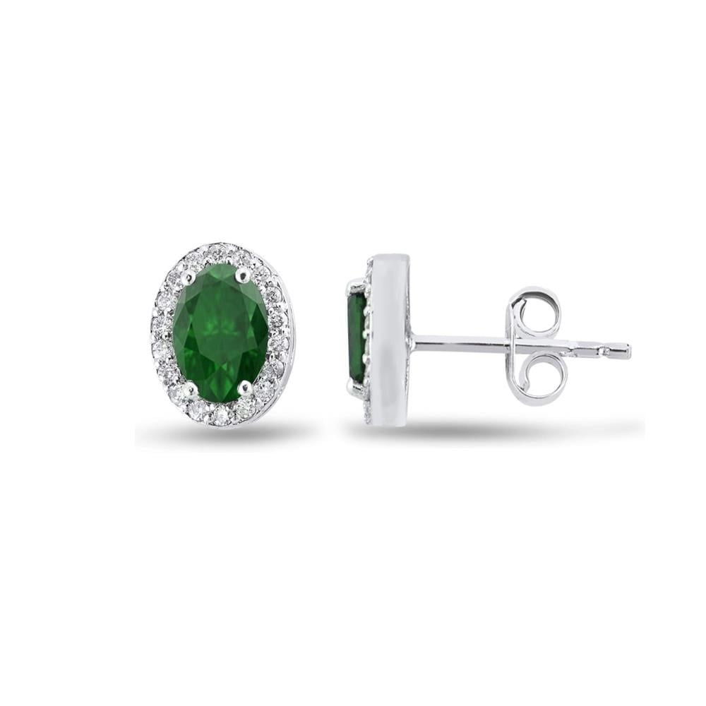 925 Ayar Gümüş Zümrüt Oval Küpe