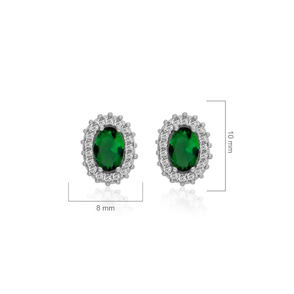 925 Ayar Gümüş Zümrüt Oval Taşlı Anturaj Küpe