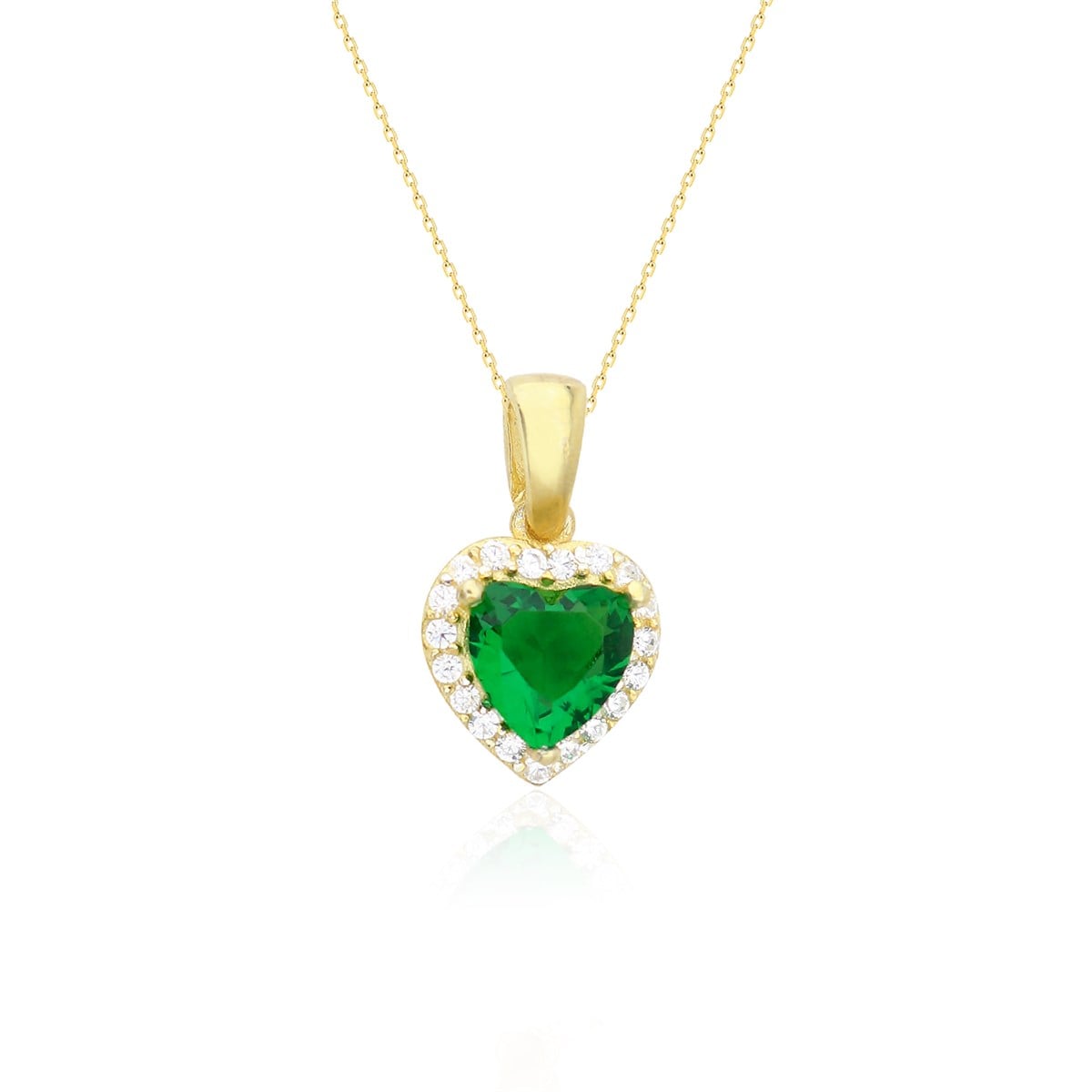 925 Ayar Gümüş Zümrüt Swarovski Kalp Kolye