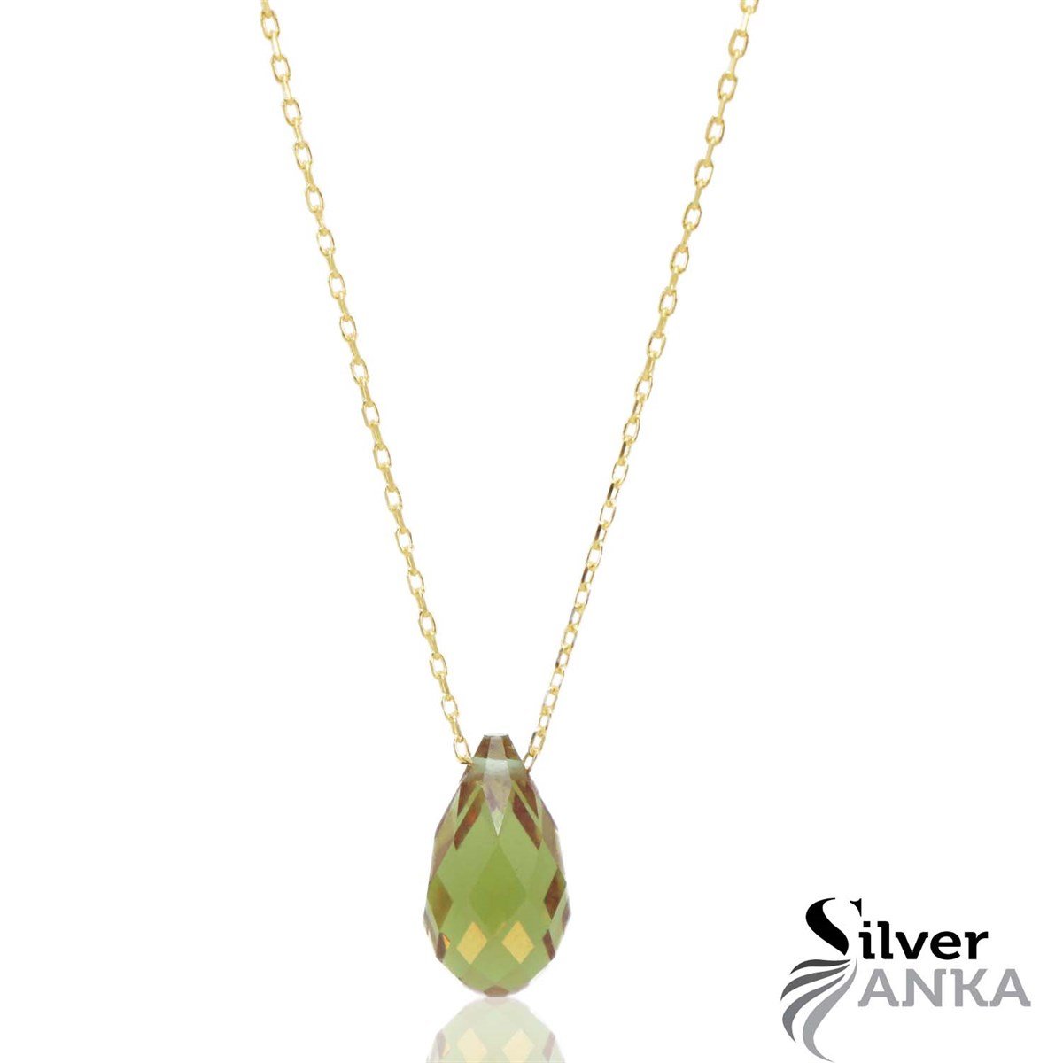  Zultanite Taş Damla Kolye 925 Ayar Gümüş Takı