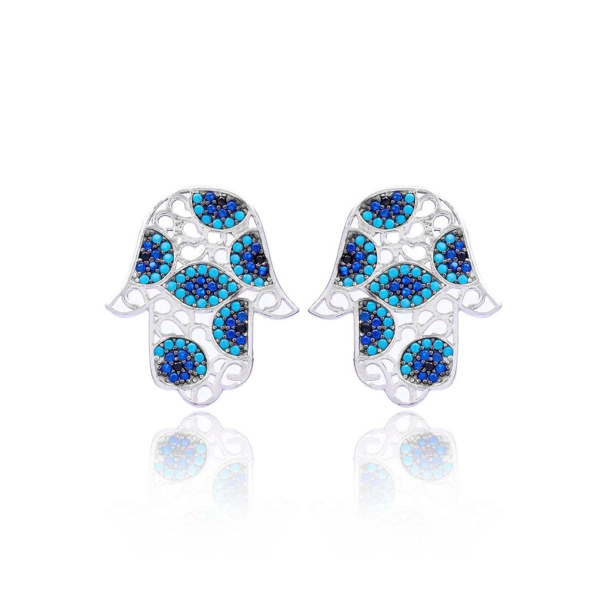 925 Ayar Gümüş Fatma Ana Eli Tasarım küpe