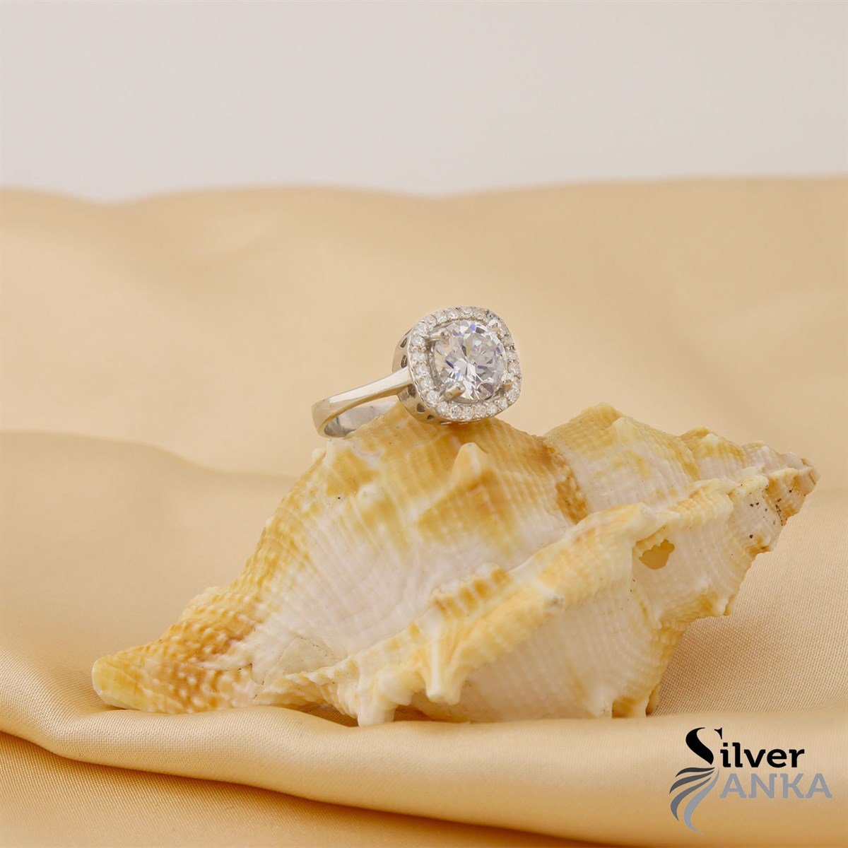 Zirkon Taşlı 925 Ayar Kare Desen Yüzük