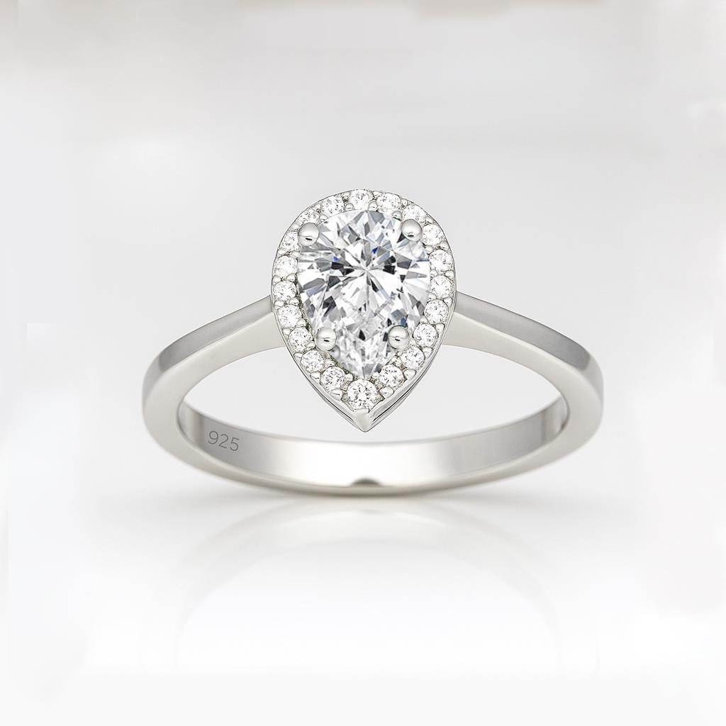 Zirkon Taşlı 925 Ayar Zarif Damla Yüzük