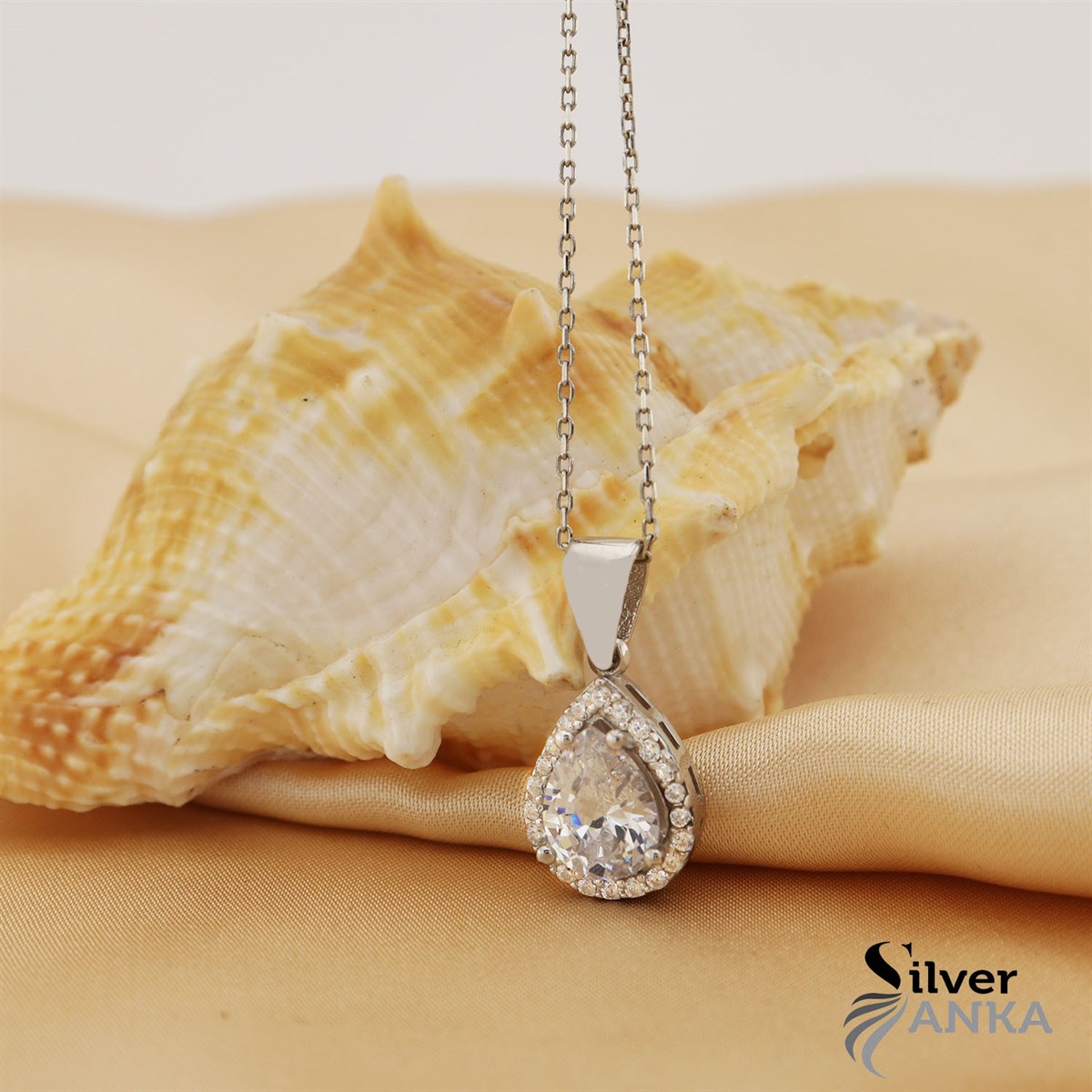 Zrkon Taşlı 25 Ayar Zarif Dama Kolye