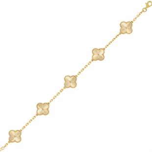  925 Ayar Gümüş Altın Yaldızlı Lazer İşlemeli 5li Yonca Bileklik