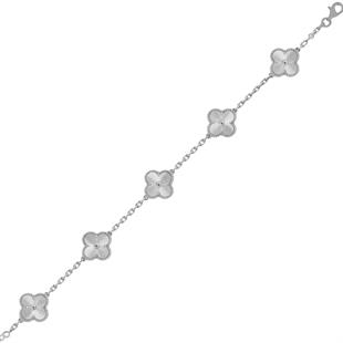  925 Ayar Gümüş Altın Yaldızlı Lazer İşlemeli 5li Yonca Bileklik