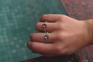  925 Ayar Gümüş Yüzük Mistik Topaz Taşlı Yüzük