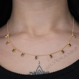 925 Ayar Gold Zultanıt Taşlı Gümüş Kolye