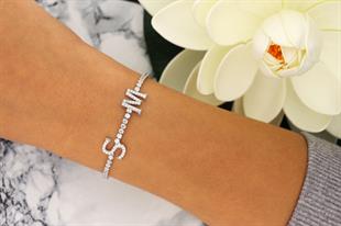 925 Ayar Gümüş 2 Harfli 2 mm Su Yolu Bileklik