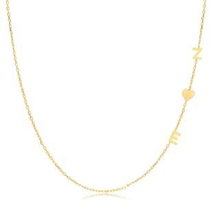 925 Ayar Gümüş 2 Harfli Kalpli Köprücük Kolye