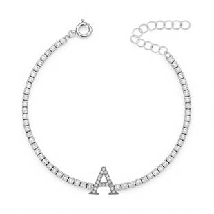 925 Ayar Gümüş 2 mm Su Yolu Harf Bileklik