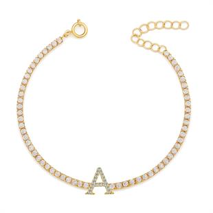 925 Ayar Gümüş 2 mm Su Yolu Harf Bileklik