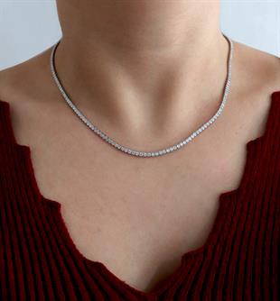 925 Ayar Gümüş 2 mm Taşlı Su Yolu Kolye