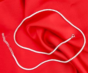 925 Ayar Gümüş 2 mm Taşlı Su Yolu Kolye