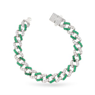 925 Ayar Gümüş 2 Renkli Gurmet Zincir Rodyumlu Gümüş Bileklik