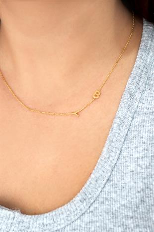 925 Ayar Gümüş 2li Harf  Köprücük Kolye