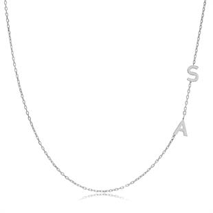 925 Ayar Gümüş 2li Harf  Köprücük Kolye