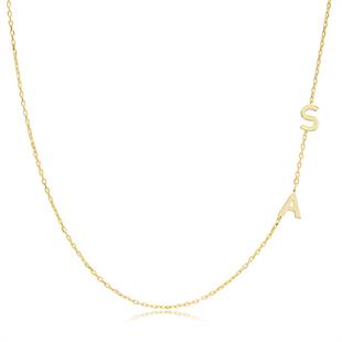 925 Ayar Gümüş 2li Harf  Köprücük Kolye