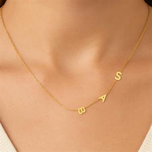 925 Ayar Gümüş 3 Harfli Köprücük Kolye