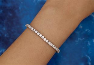 925 Ayar Gümüş 3 mm Taşlı Asansörlü Su Yolu Bileklik