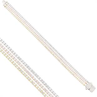 925 Ayar Gümüş 3 Sıra Işık Seli Su Yolu Bileklik