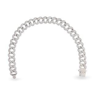 925 Ayar Gümüş 3 Sıra Taşlı Kalın Gurmet Zincir Bileklik