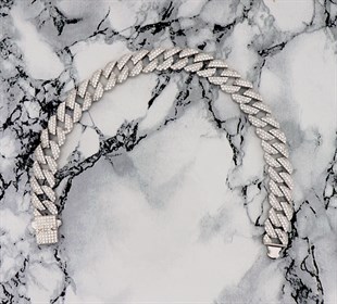 925 Ayar Gümüş 3 Sıra Taşlı Kalın Gurmet Zincir Bileklik