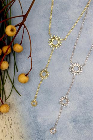 925 Ayar Gümüş Sunshine 3lü Güneş Y Model Kolye