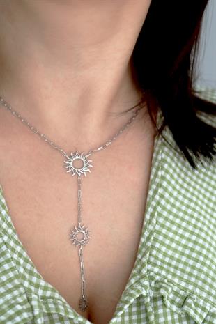 925 Ayar Gümüş Sunshine 3lü Güneş Y Model Kolye