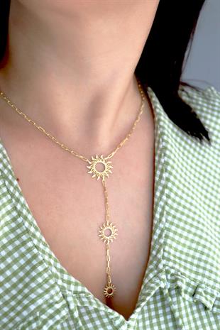 925 Ayar Gümüş Sunshine 3lü Güneş Y Model Kolye