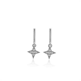 925 Ayar Gümüş 4 Köşeli Yıldız Küpe