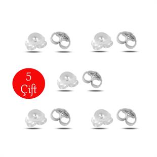 925 Ayar Gümüş 5 Çift Küpe Klipsi - Küpe Kelebeği 