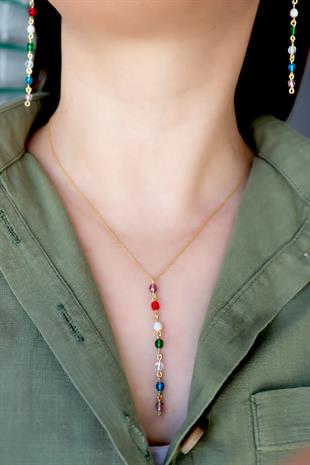 925 Ayar Gümüş 7 Çakra Kristal Harmoni Reiki Y Model Kolye