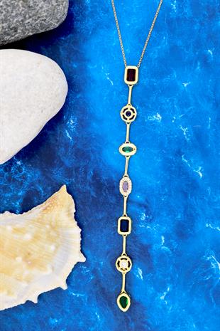 925 Ayar Gümüş 7 Element Aurora Y Model Kolye