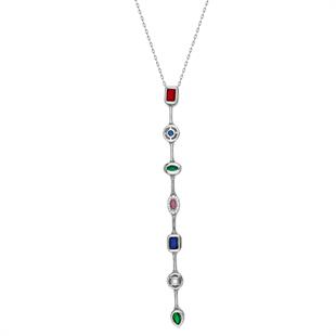 925 Ayar Gümüş 7 Element Aurora Y Model Kolye