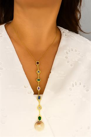 925 Ayar Gümüş 7 Element Aurora Y Model Kolye