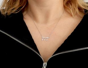 925 Ayar Gümüş 777 Şans Kolyesi - Melek Sayısı Kolye