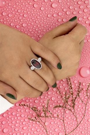 925 Ayar Gümüş Garnet Taşlı Yüzük