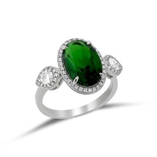 925 Ayar Gümüş Zümrüt Taşlı Yüzük