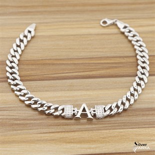 925 Ayar Gümüş A Harfi Bileklik