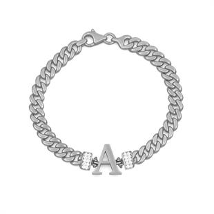 925 Ayar Gümüş A Harfi Bileklik