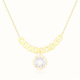 925 Ayar Gümüş Altın Kaplama Kolye Zincir Detay